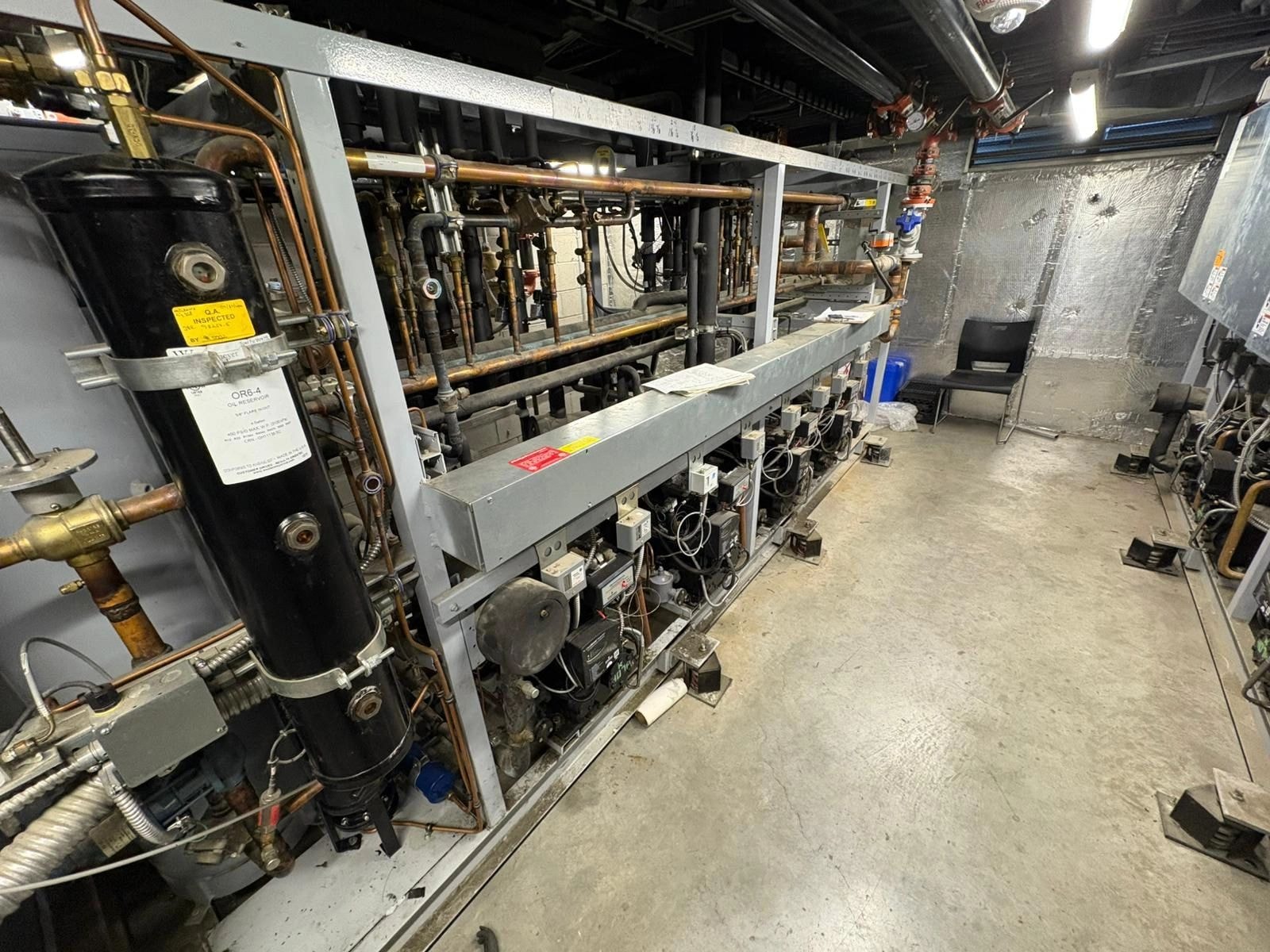 Mechanical room refrigeration piping